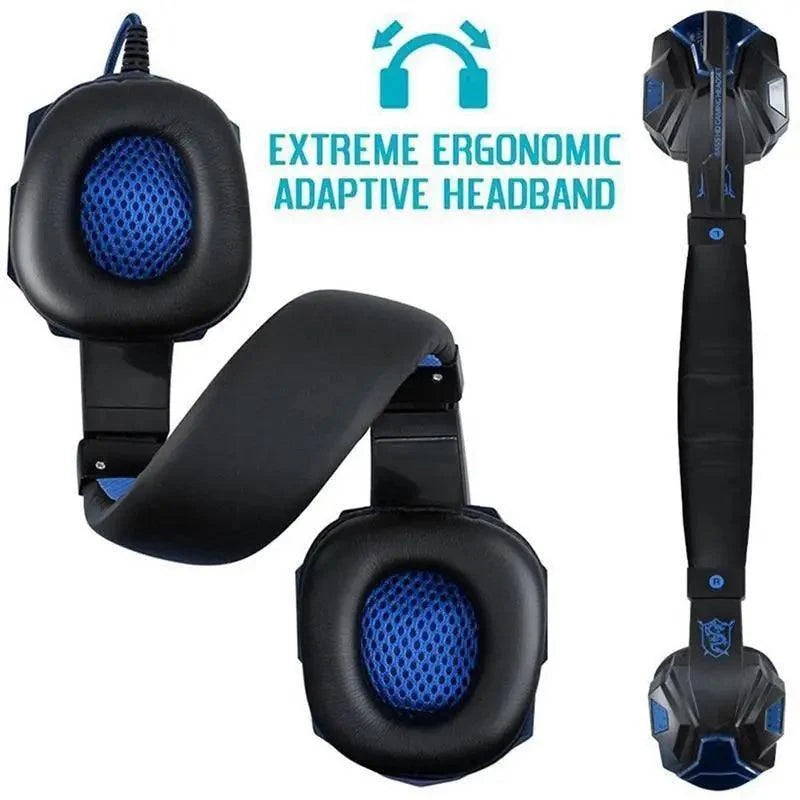 Gaming Red Black Wired Headset Stereo Gamer Headphone  Noise Cancelling Over Ear Headphones With Mic LED Light Bass Surround Soft Memory Earmuffs For Laptop