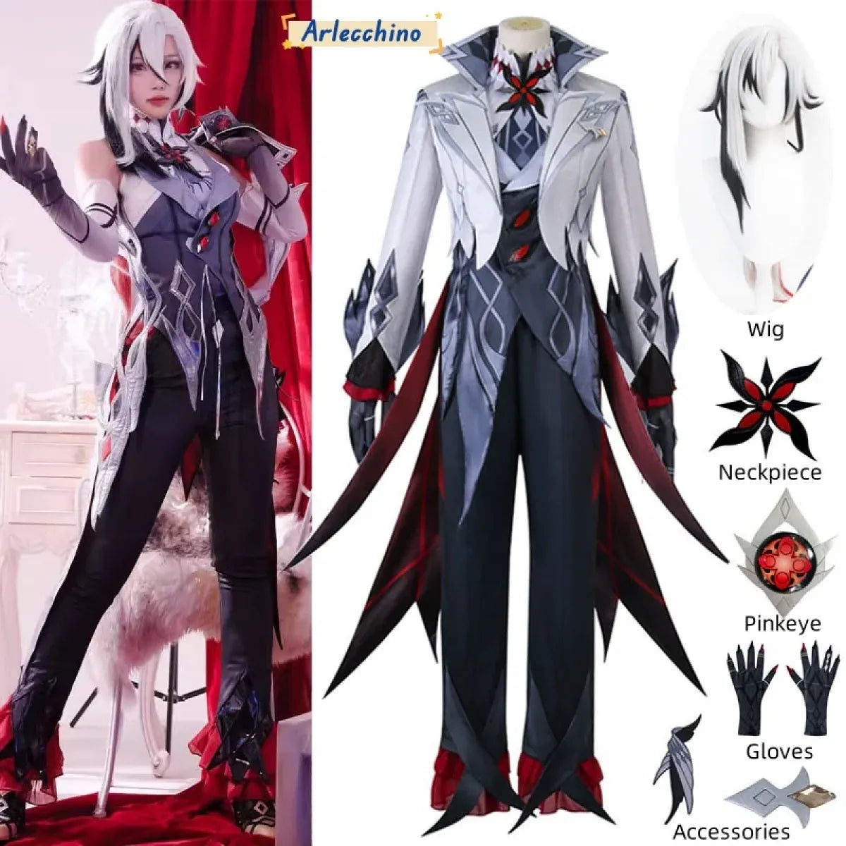 Arlecchino The Knave Cosplay – Genshin Impact Fatui Harbinger