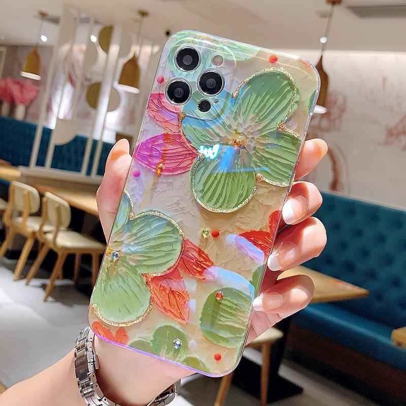Gorgeous 3D Glitter Flower Silicone Phone Case For iPhone 14 13 Pro Max Colorful Soft Cover Cute Flower Phone Case for Women Girls Multicolored Soft Shockproof Case