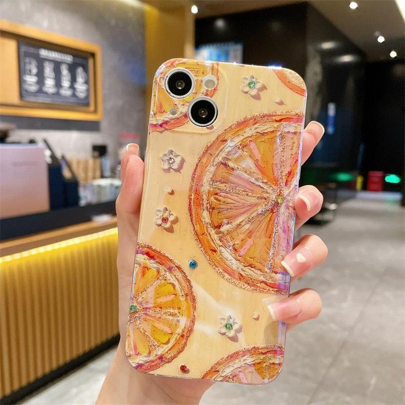 Gorgeous 3D Glitter Flower Silicone Phone Case For iPhone 14 13 Pro Max Colorful Soft Cover Cute Flower Phone Case for Women Girls Multicolored Soft Shockproof Case