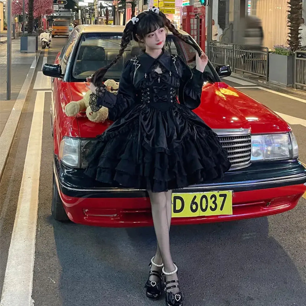 Gothic Victorian Lolita Dress - Punk Lace & Bow