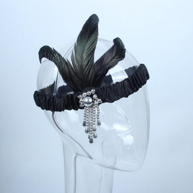Hair Accessories For Women Girls Black Headband Rhinestone Sequin Vintage Party Headpiece Beaded Flapper Hair Feather Headband Gorgeous Hair Accessories For Women