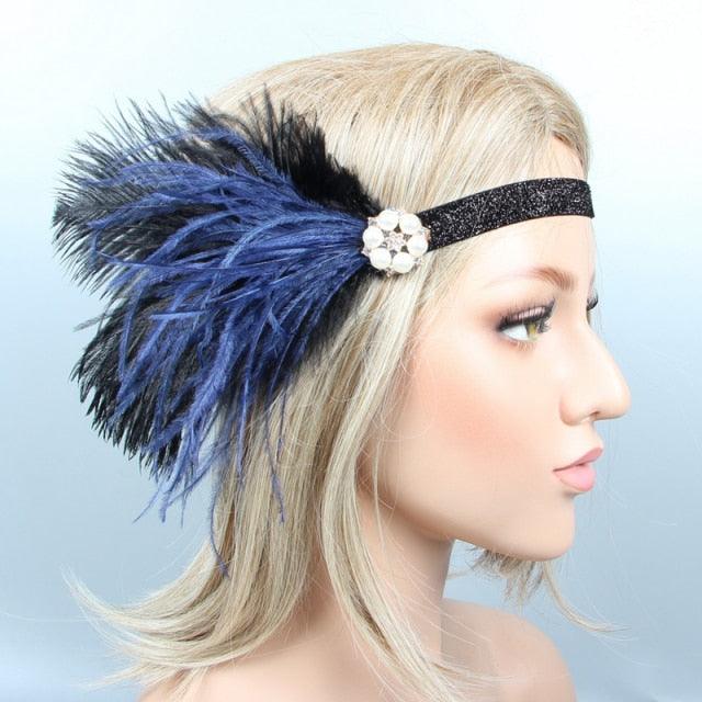 Hair Accessories For Women Girls Black Headband Rhinestone Sequin Vintage Party Headpiece Beaded Flapper Hair Feather Headband Gorgeous Hair Accessories For Women