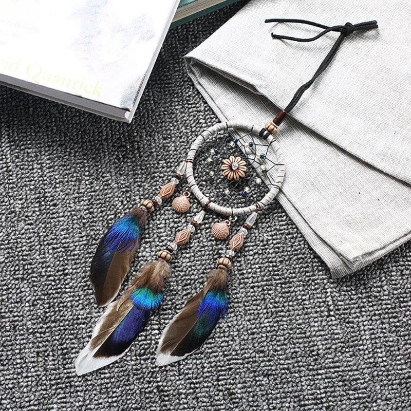Handmade Dream Catcher Feather Car Interior Rear view Mirror Mini Home Decoration Retro Feather Dream net Catcher Feathers Wall Hanging Dream Net Weaving Decor Gifts for Car Room Decor Charms Pendant Decor Wall Hanging Ornaments
