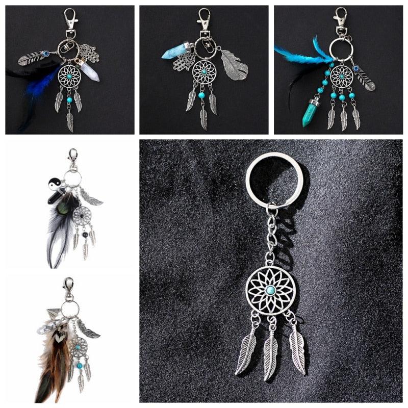 Handmade Dream Catcher Feather Car Interior Rear view Mirror Mini Home Decoration Retro Feather Dream net Catcher Feathers Wall Hanging Dream Net Weaving Decor Gifts for Car Room Decor Charms Pendant Decor Wall Hanging Ornaments