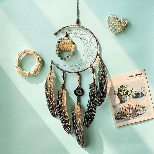 Handmade Dream Catcher Feather Car Interior Rear view Mirror Mini Home Decoration Retro Feather Dream net Catcher Feathers Wall Hanging Dream Net Weaving Decor Gifts for Car Room Decor Charms Pendant Decor Wall Hanging Ornaments