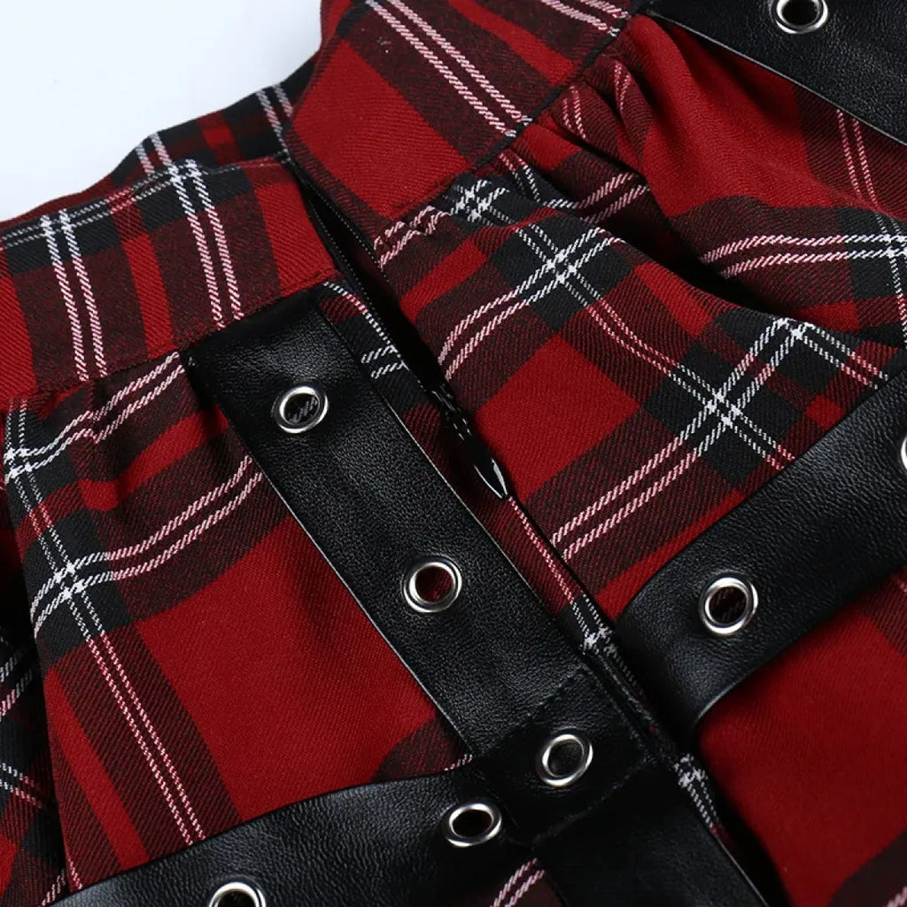 Harajuku Plaid Pleated Skirt - Y2K Mini Cake Skirt