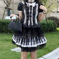 Piano Print Cake Skirt – Harajuku Punk Y2K Lace Trimmed