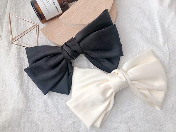 High Quatity Solid Color Big Bow Hairpins For Girl Popular Hair Clip For Women Sweet Two-layer Satin Hairgrip Gorgeous Hair Accessories For Women