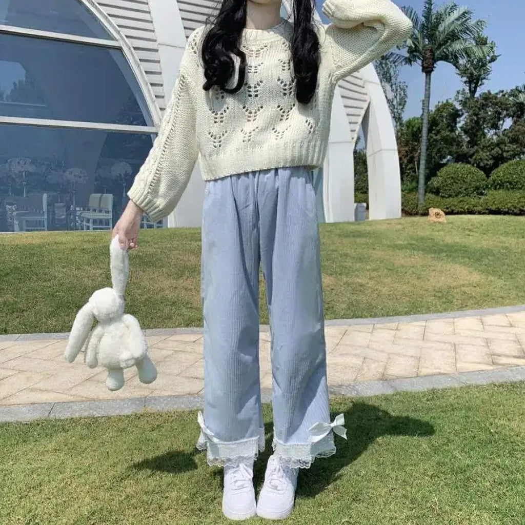 Kawaii High Waist Corduroy Lolita Pants