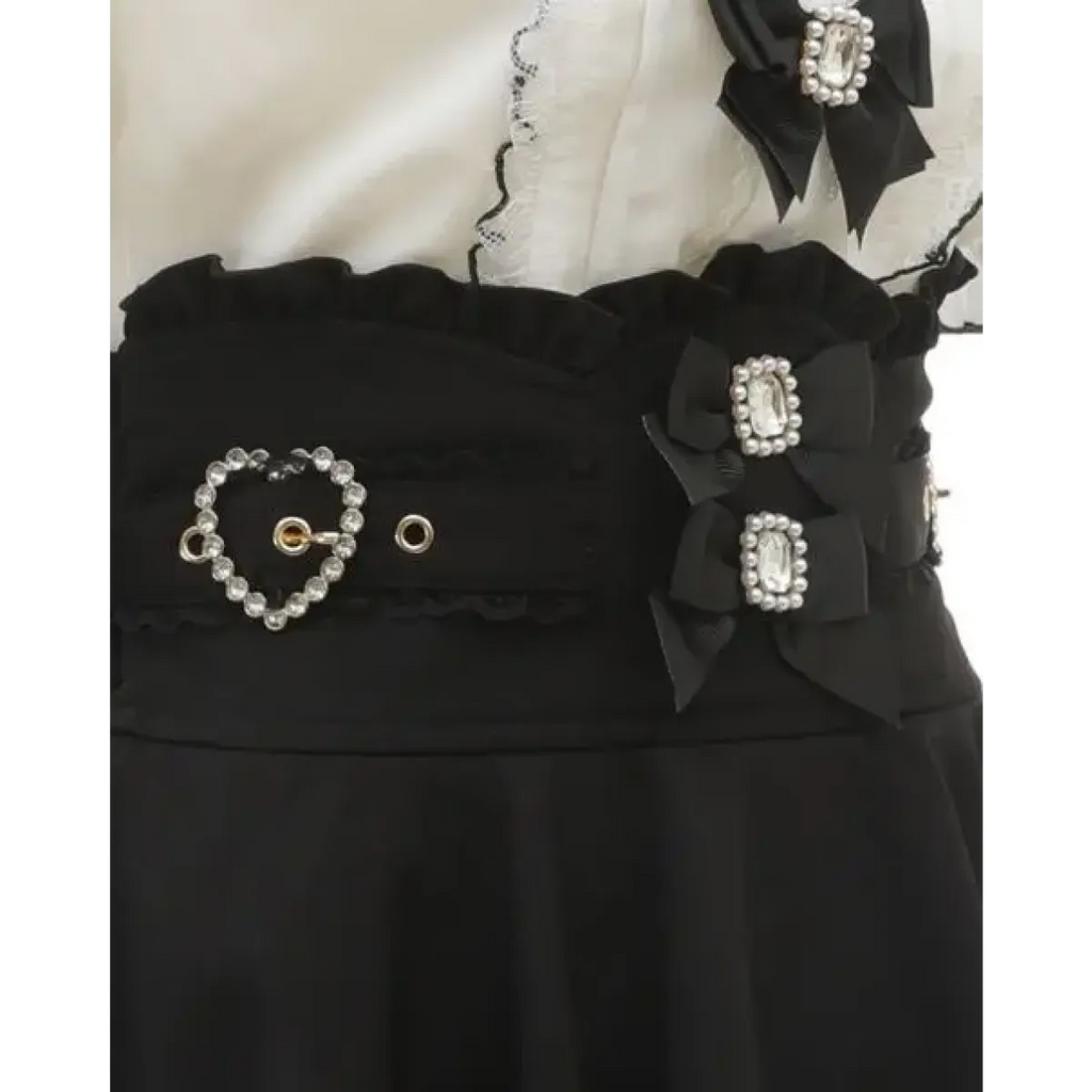 High Waist Lolita Skirt – Lace Trim & Bow Detail