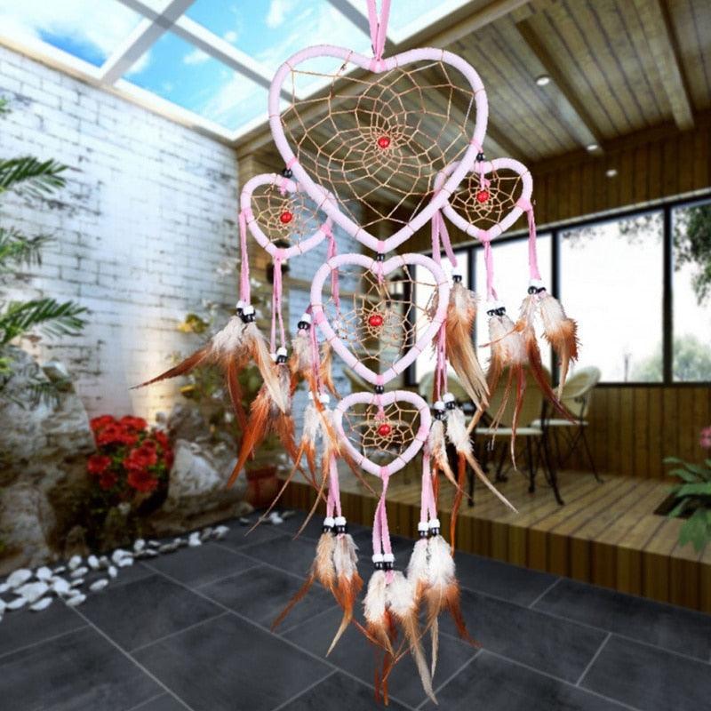 Indian Wolf Dream Catcher With Brown Feathers Dream-catcher Bead Beautiful Home Hanging Decoration Fashion Handmade Ornament Gift Wall Decor For Bedroom Festival Celebration Boho Moon Dream Catcher
