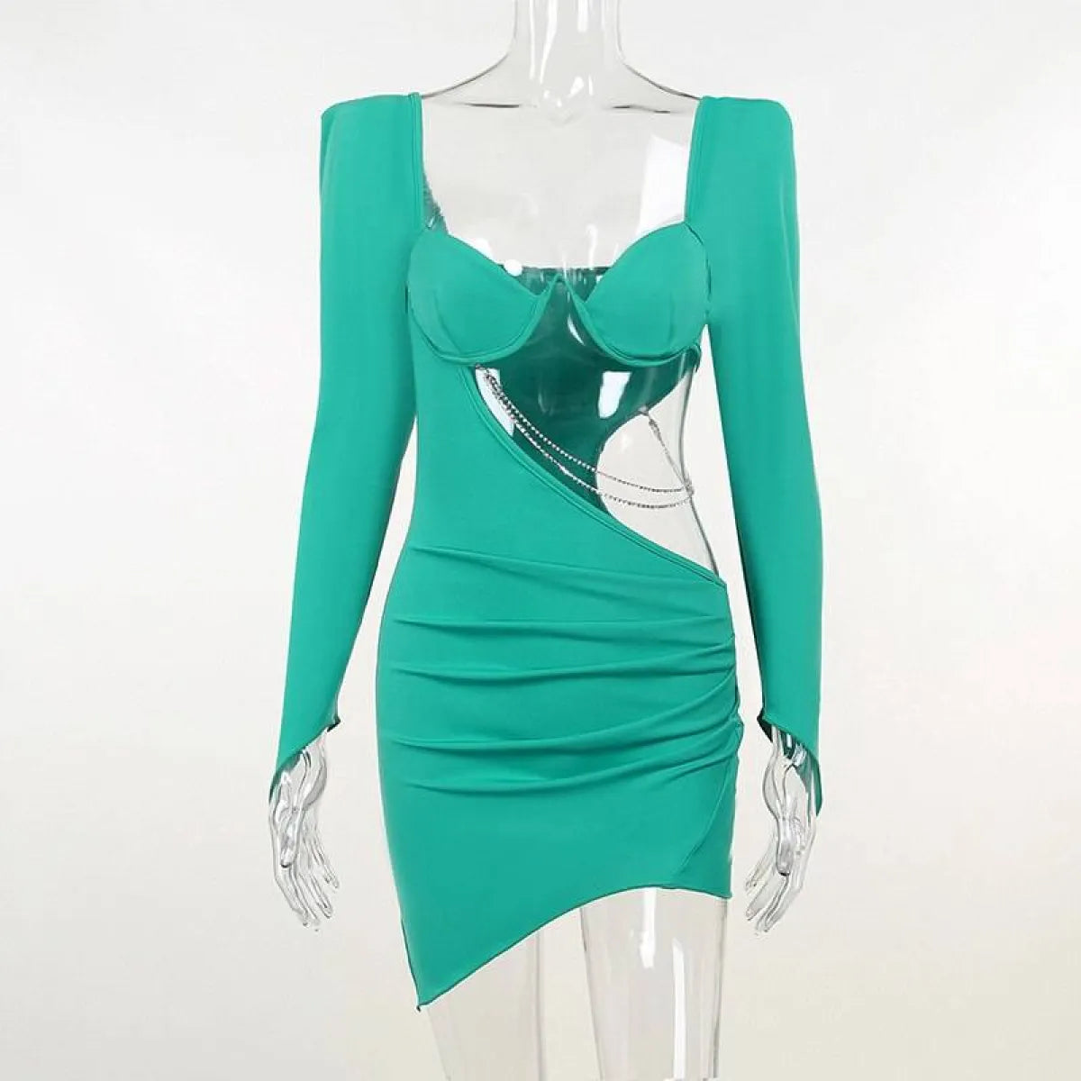 Hollow Out Full Sleeve Mini Dress