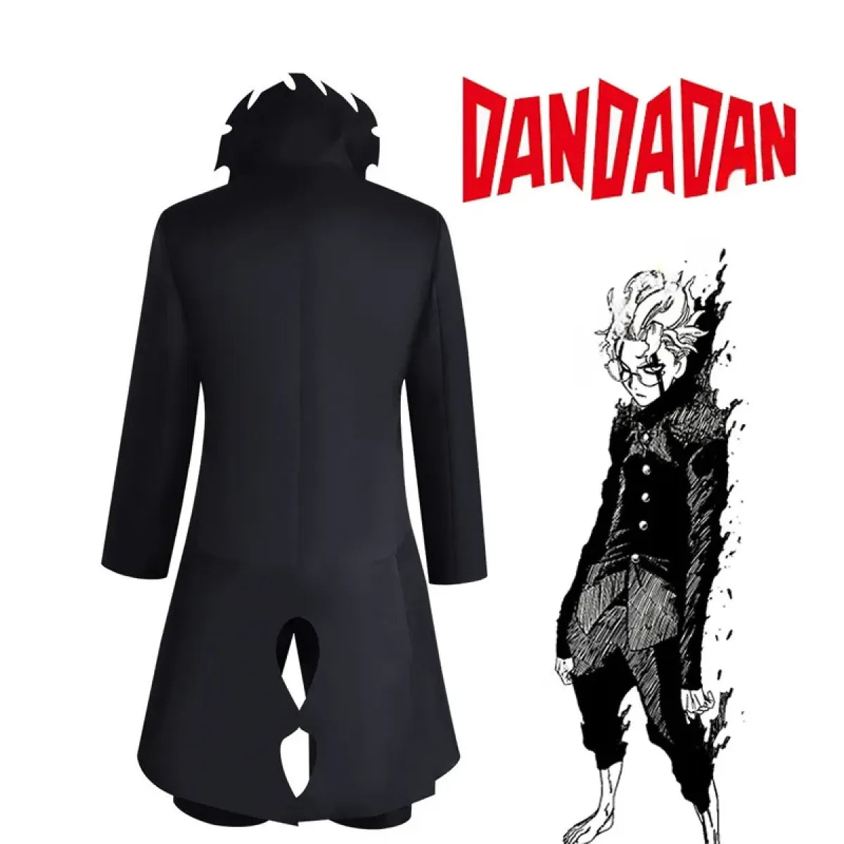 Dandadan Ken Takakura Okarun Cosplay – Black Uniform with Wig & Glasses