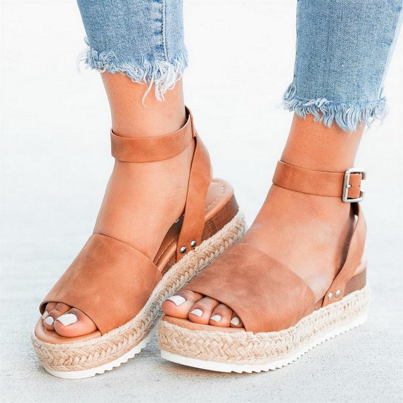 Ladies Elegant Leopard Shoes For Women High Heels Sandals Summer Flip Flop Platform Sandals High Platform Sandals Thick Bottom Belt Buckle Shoes Adjustable Strap Sandals