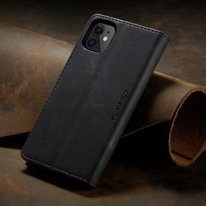 Leather Case For iPhone 14 13 11 12 Mini Pro XS XR Max Luxury Magnetic Flip Phone Case For iPhone Business Classic Wallet Cover Leather Magnetic Flip Back Stand Case/Cover