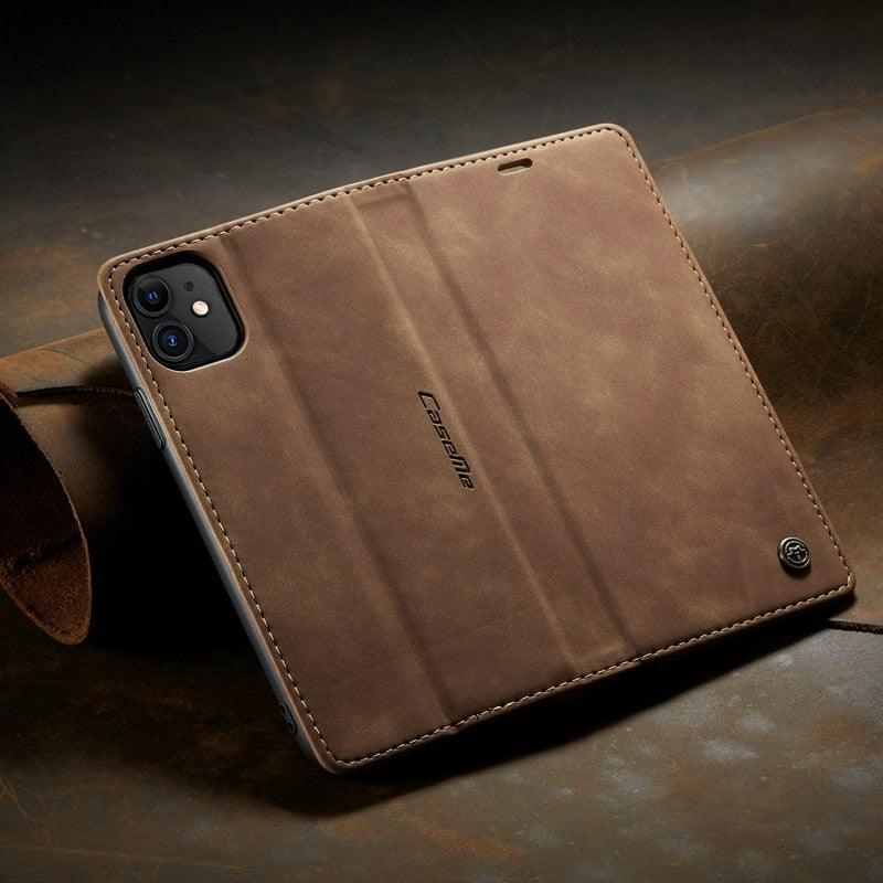 Leather Case For iPhone 14 13 11 12 Mini Pro XS XR Max Luxury Magnetic Flip Phone Case For iPhone Business Classic Wallet Cover Leather Magnetic Flip Back Stand Case/Cover