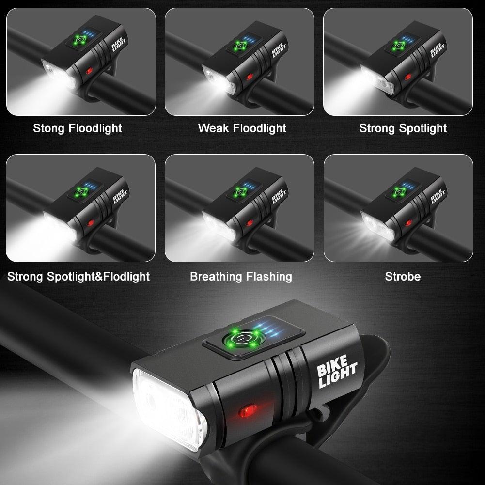 LED Bicycle Light Front USB Rechargeable 1000 Lumen Bike Front Lamp Mountain Bicycle Headlight Adjustable Lightness And Flashlight With Waterproof IPX5 And Large Capacity Battery