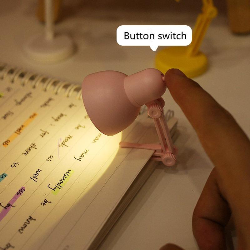 LED Mini Desk Lamp Foldable Magnetic Night Light Bedroom Study Reading Book Lamps With Clip Eye Protection Bedside Lights Decorative Table Lamp Cute Study Lamps for Bedroom Décor