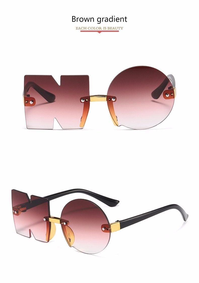Letter NO Party Rimless Irregular Design Sunglasses For Men/Women Fashionable NO Sunglasses for Kids Oversize & Irregular Design Frameless Polygon Glasses For Children