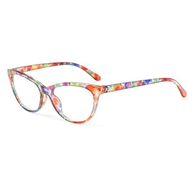 Luxurious Women Cat Eye Reading Glasses Vintage Presbyopia Eyeglasses Fashion Flower Print Reading Glasses Blocking Readers Vintage Cat Eye Eyeglasses Anti Glare Filter UV Diopter +1.5 +.2.0+2.5+3.0 +3.5 +4.0