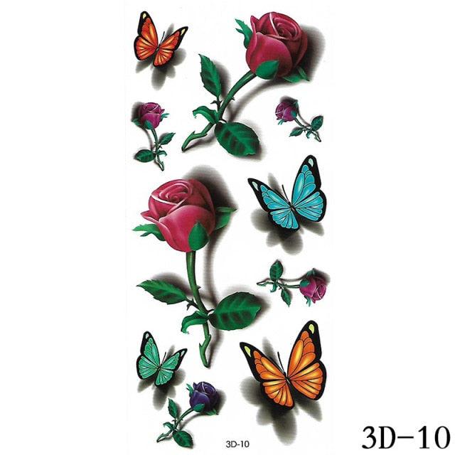 Luxury 3D Butterfly Tattoos Stickers Temporary Colorful Flower Body Decorations And Party Make Up For Womens
