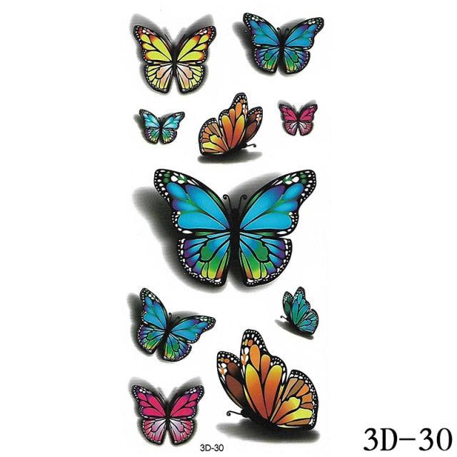 Luxury 3D Butterfly Tattoos Stickers Temporary Colorful Flower Body Decorations And Party Make Up For Womens