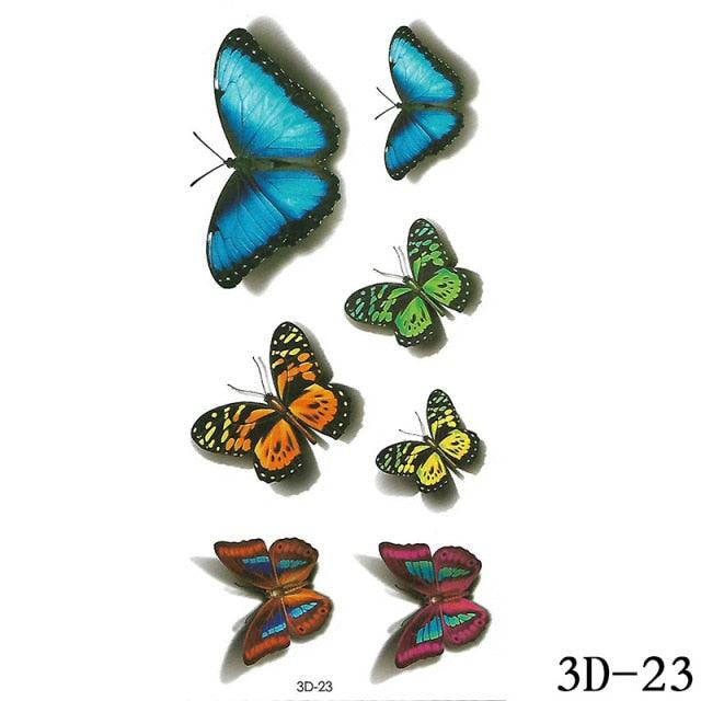 Luxury 3D Butterfly Tattoos Stickers Temporary Colorful Flower Body Decorations And Party Make Up For Womens