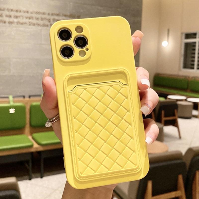 Luxury Colorful Card Holder Wallet Case For iPhone 14 13 11 12 Pro Max Mini 14 Plus Soft Silicone Purse Cover  Silicone Case with Card Holder Compatible with iPhone