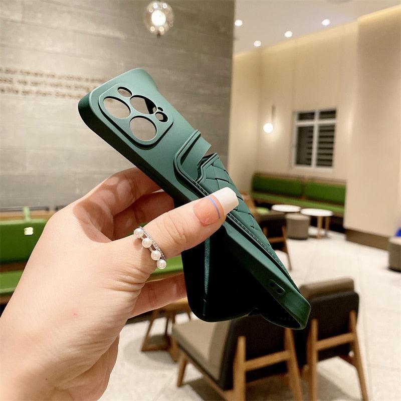 Luxury Colorful Card Holder Wallet Case For iPhone 14 13 11 12 Pro Max Mini 14 Plus Soft Silicone Purse Cover  Silicone Case with Card Holder Compatible with iPhone