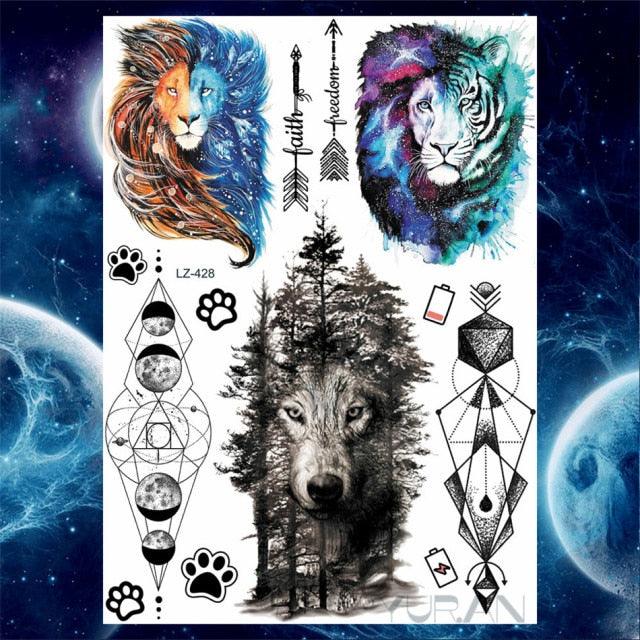 Luxury Colorful Flower Lavender Waterproof Temporary Tattoos Animals Arm Chest Tattoo Stickers Elegant Summer Style For Womens Mens