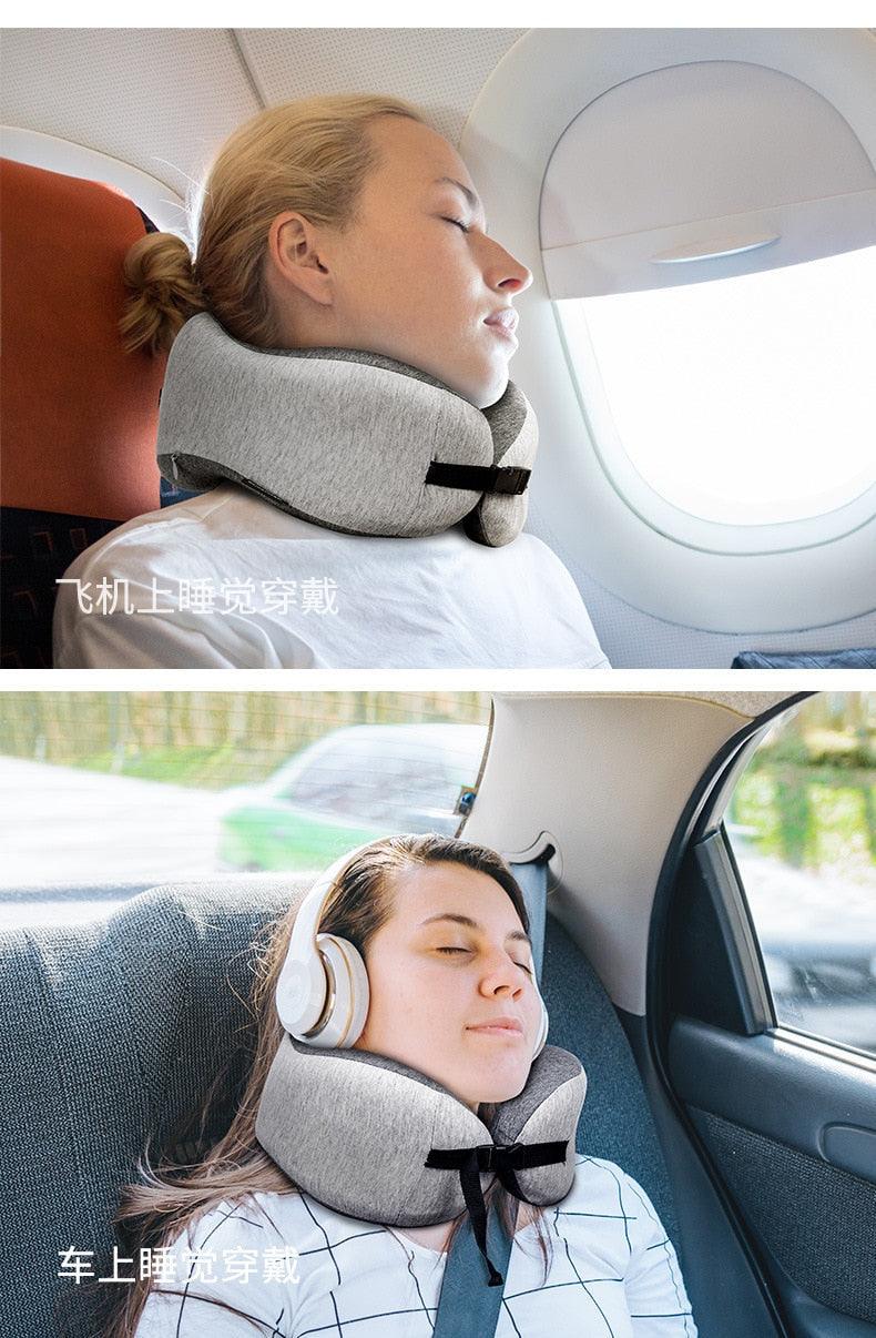 Memory Cotton Neck Pillow Cervical Vertebra Travel Portable Noon Break Aircraft Neck Pillow For Traveling Upgraded Travel Neck Pillow for Airplane Pure Memory Foam Travel Pillow for Flight Headrest U Type Of Pillow Sleep Camping Pillow