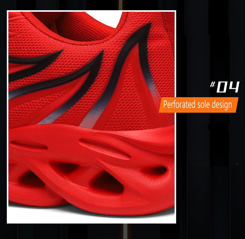 Men's Flame Printed Sneakers Flying Weave Sports Comfortable Running Outdoor Men Athletic Shoes Breathable Casual Sports High Quality Sport Design Sneaker
