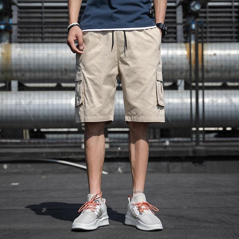 Men Shorts Casual Loose Sports Pants Overalls Men New Summer Fashion Beach Pants High Quality Shorts Men Summer Men's Outdoor Cargo Shorts Pocket Cotton Casual Half Pants Mid Waist Drawstring Loose Shorts