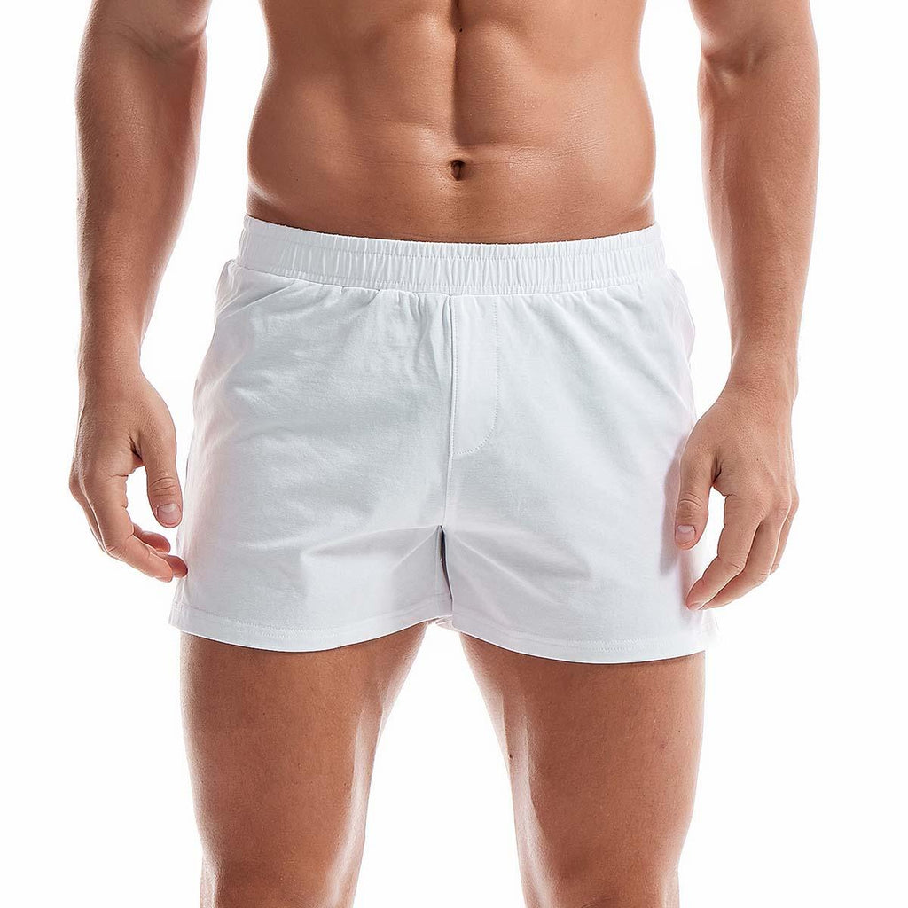 Mens Cotton Sleep Bottoms Lounge Home Pajama Shorts Elastic Waist Breathable Solid Underwear Boxers Man Jogger Yoga Sport Shorts Bodybuilding Workout Shorts Lightweight Running Lounge Cotton Sleep Bottoms