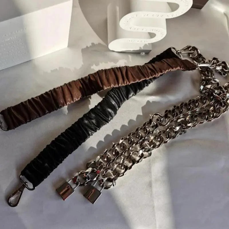 Metal Adjustable Chain Link Belts Fashion Belly Jewelry For Jeans Dresses Elegant Cool Style Lock Design Belts For Women Charming Belt