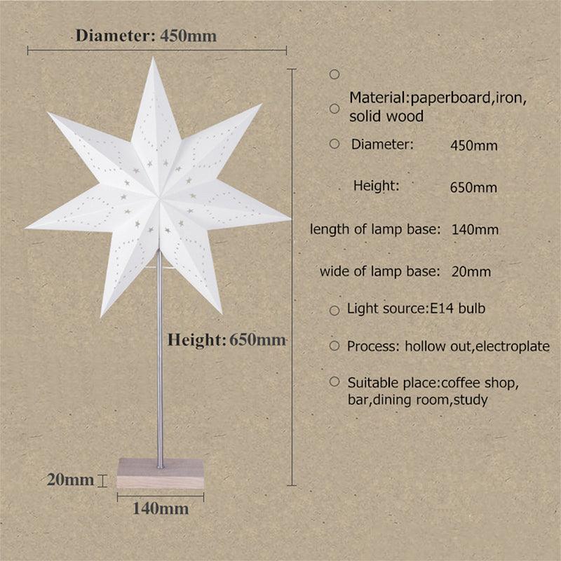 Modern Retro Led Table Lamp Desk Light Paper Star Wood Lamp Nordic Design Minimalist Bedside Living Room Bedroom Decor  Cute Study Lamps for Bedroom Décor