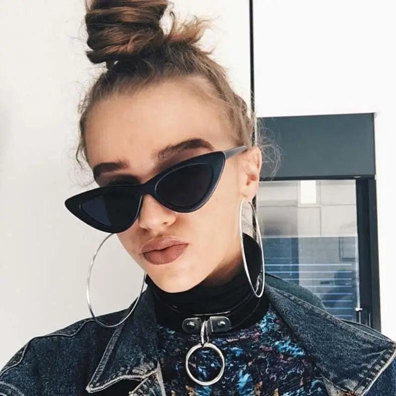 Modern Vintage Cateye Sunglasses Cool Women Retro Small Cat Eye Sun Glasses Elegant Designer Colorful Eyewear For Female Polarised Cat Eye Sunglasses for Women, 100% UV Protection Retro Narrow Pointy Cateye Womens Sunglasses
