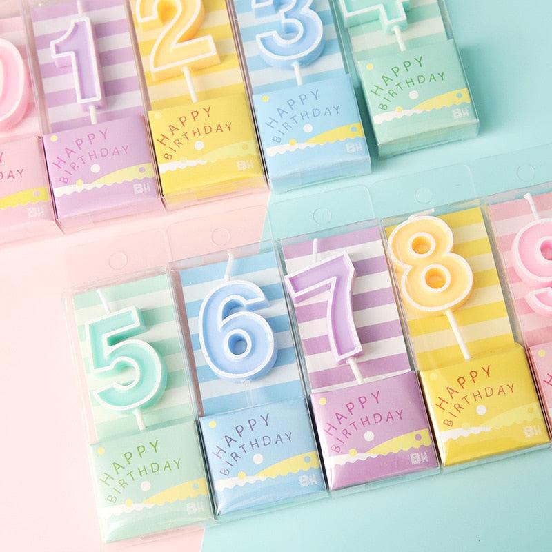 Multiple Color Numbers 0-9  Birthday Candles Cake Topper Insert Creative Birthday Party Number Candles Colorful Birthday Cake 0-9 Candles for Birthday Wedding Anniversary Reunions Theme Party Decoration Dessert Table Candle Ornaments