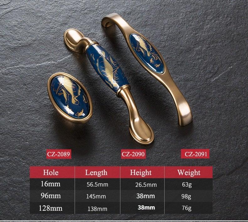 Navy Blue Ceramic Door Handles European Antique Furniture Handles Drawer Pulls Kitchen Cabinet Knobs And Handles Entry Door Handle With Door Lever For Right And Left Sided Doors