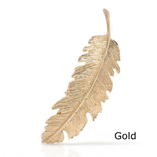 New Alloy Vintage Hair Clip Feather Leaf Shape Barrette Metal Hairpins For Women Lady Headwear Hair Accessories Non-slip Headwear for Women
