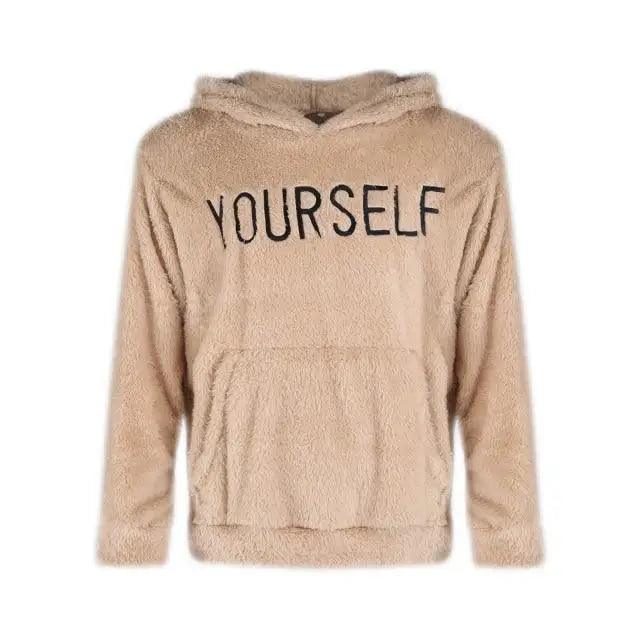 Men's Fleece Letter Print Hoodie – Casual Long Sleeve Sweatshirt