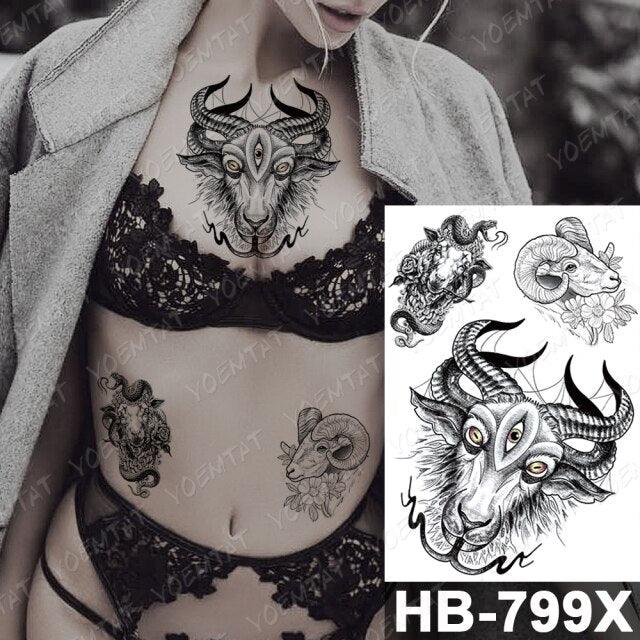New Big Butterfly Waterproof Temporary Sticker Tattoo Elegant Black Colorful Tattoos Rose For Women Men