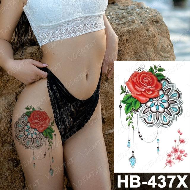 New Big Butterfly Waterproof Temporary Sticker Tattoo Elegant Black Colorful Tattoos Rose For Women Men