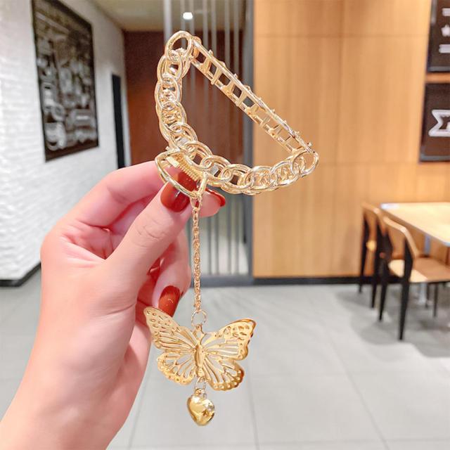 New Butterfly Metal Hair Claws  New Vintage Goth Long Tassel  Love Pendant Barrettes for Women Party Hair Accessories Jewelry Fashion Hairgrips Accessories For Party