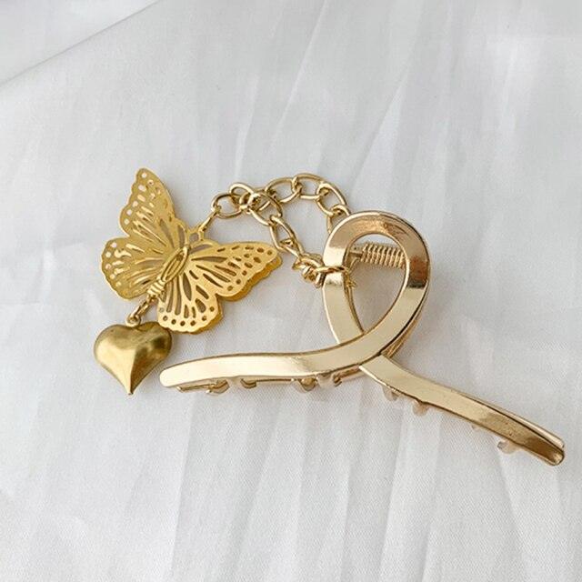 New Butterfly Metal Hair Claws  New Vintage Goth Long Tassel  Love Pendant Barrettes for Women Party Hair Accessories Jewelry Fashion Hairgrips Accessories For Party