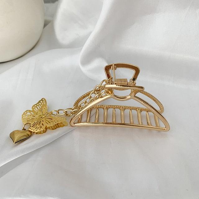 New Butterfly Metal Hair Claws  New Vintage Goth Long Tassel  Love Pendant Barrettes for Women Party Hair Accessories Jewelry Fashion Hairgrips Accessories For Party