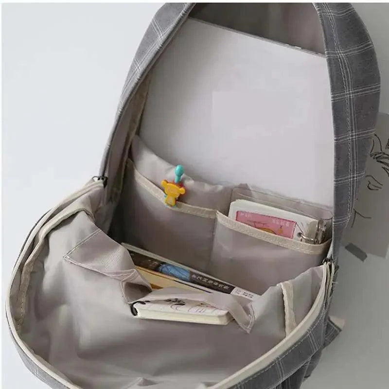 New Casual School Bag For Women And Girls Stylish Backpack Striped Book Packbags for Teenage