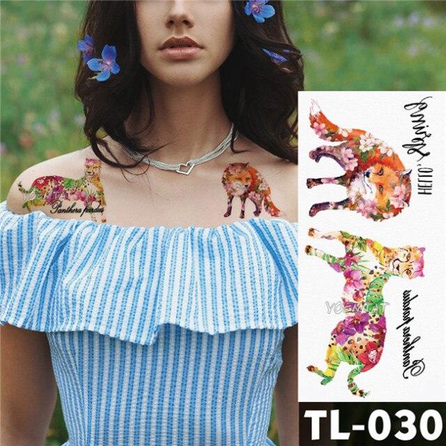 New Colorful And Black Womens Tattoo Temporary Flower Waterproof Elegant Modern Tattoo Realistic Design