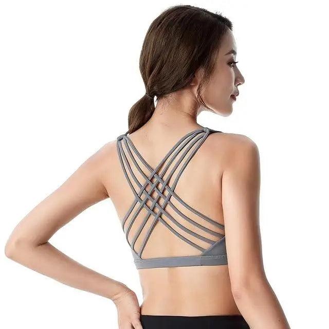 New Elegance Fitness Sports Bra for Women Push Up Wirefree Padded Crisscross Strappy Running Gym Training Workout Yoga Underwear Crop Tops